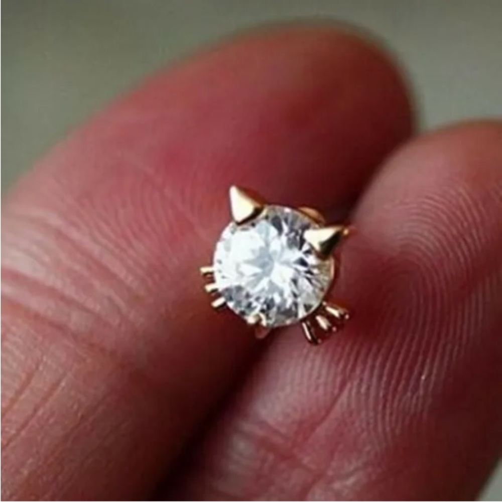 🐱 Meow Cute ..925  dipped 14k Rose Gold Plate AAA cubic zirconia .